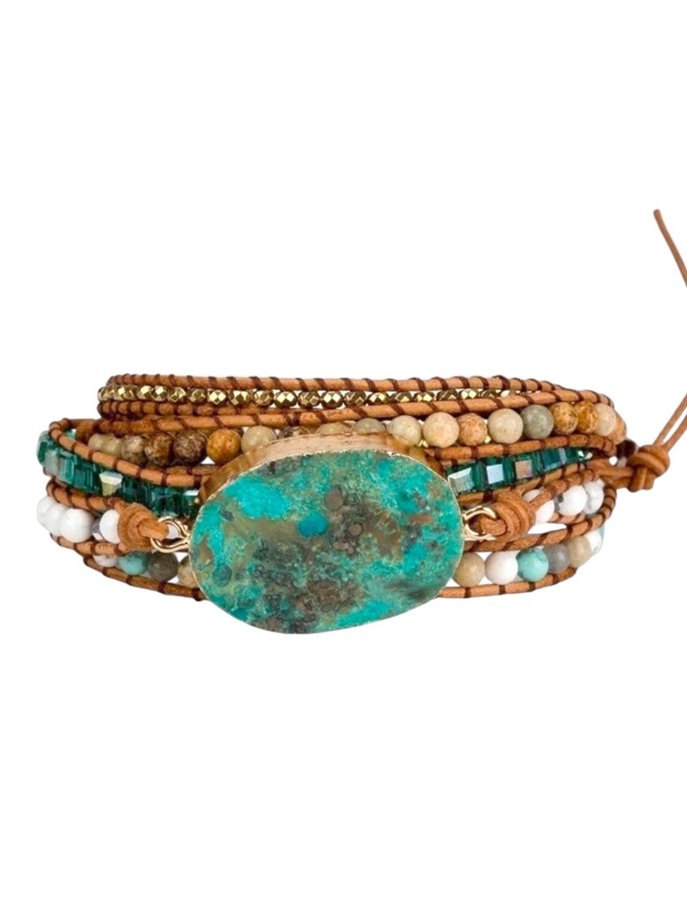 Spunky Soul Rainbow Crystal Glass Beaded Boho Long Wrap Bracelet 20-23 Inch
